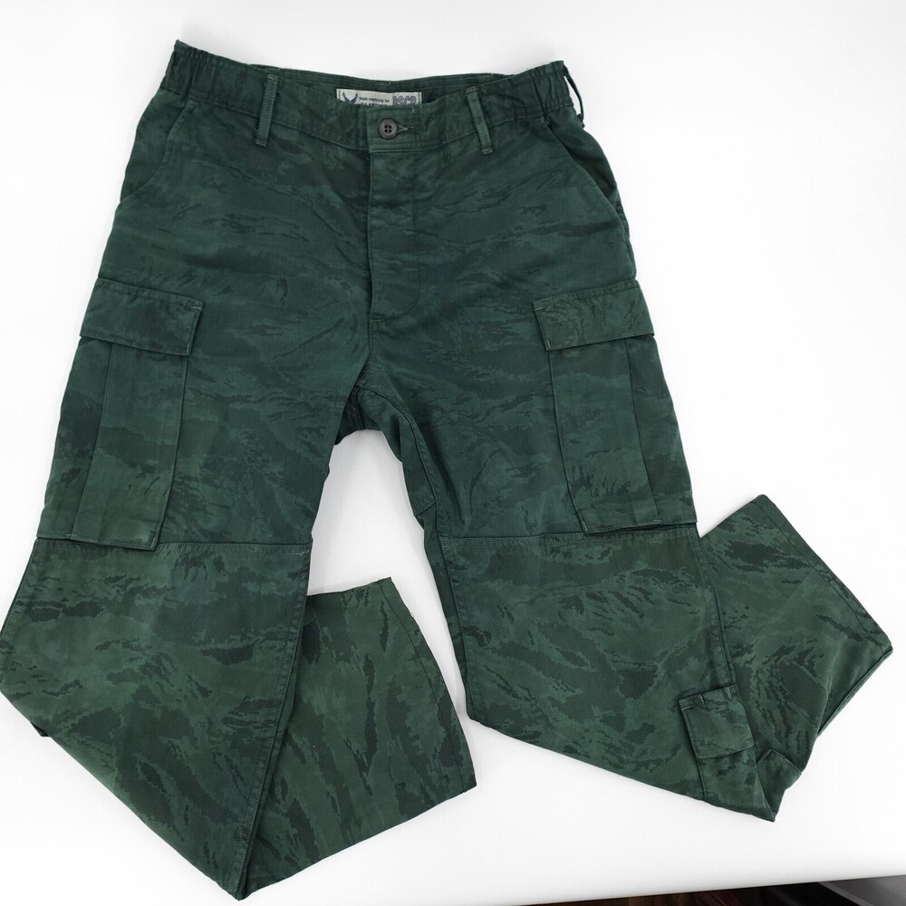 DSCP Cargo Pants Mens 34 Green Camo Elastic Waist Workwear Utility Military